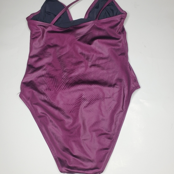Solid & Striped || Olympia Metallic Eggplant One Piece Bathing Suit Small - Picture 7 of 13